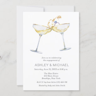 Invitación Elegante fiesta de compromiso de champagne