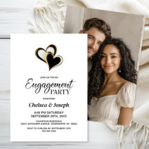 Elegante fiesta de compromiso de corazones negros