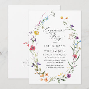 Invitación Elegante FIESTA DE COMPROMISO de Flores Silvestres