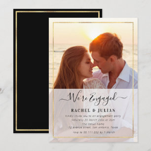Invitación Elegante fiesta de compromiso de fotografía con ma
