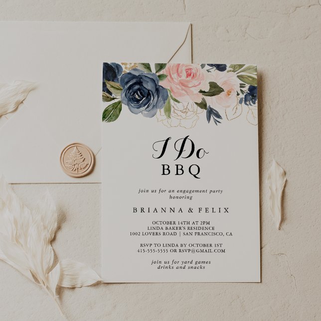 Invitación Elegante fiesta de compromiso de invierno con flor (Subido por el creador)