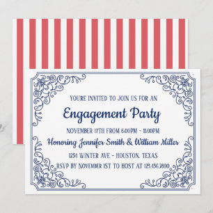 Invitación Elegante fiesta de compromiso de marco giratorio f