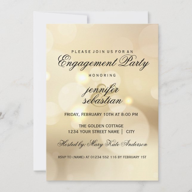 Invitación Elegante fiesta de compromiso de Moda de luz de Bo (Anverso)