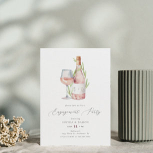 Invitación Elegante fiesta de compromiso de monograma de vino
