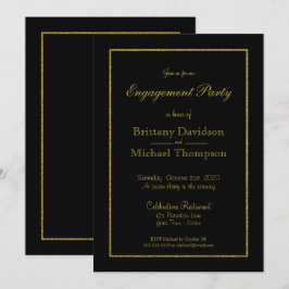 Invitación Elegante fiesta de compromiso de oro negro