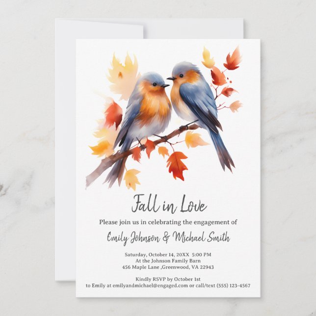 Invitación Elegante fiesta de compromiso de otoño (Anverso)