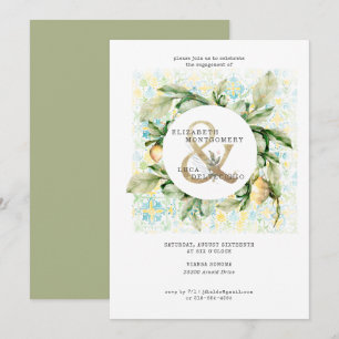 Invitación Elegante fiesta de compromiso en el jardín de limo