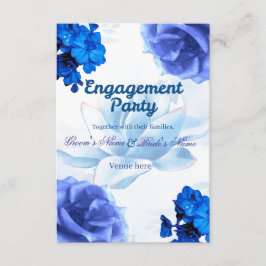 Invitación Elegante fiesta de compromiso floral azul real