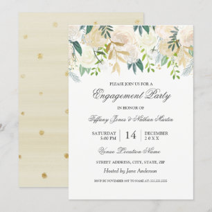 Invitación Elegante fiesta de compromiso floral con acuarela 