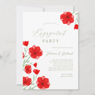 Invitación Elegante fiesta de compromiso floral de amapola en