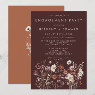 Invitación Elegante fiesta de compromiso floral de otoño marr