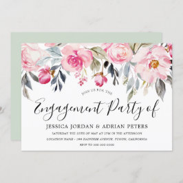 Invitación Elegante fiesta de compromiso floral de Rubor y Gr