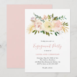 Invitación Elegante fiesta de compromiso floral rosa Rubor Go