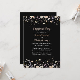 Invitación Elegante Fiesta de Compromiso Floral Silvestre Neg