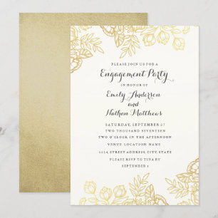 Invitación Elegante fiesta de compromiso floral vintage de or