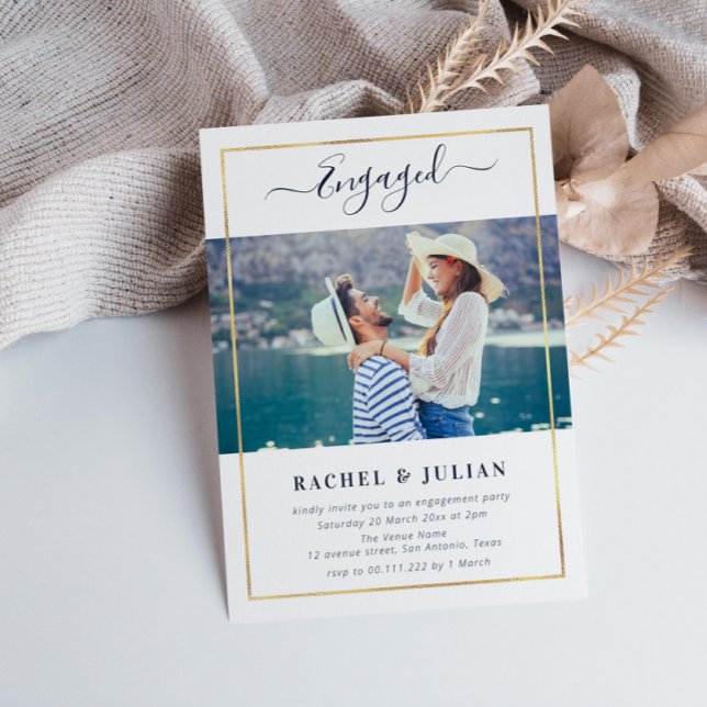 Invitación Elegante fiesta de compromiso fotográfico (Subido por el creador)