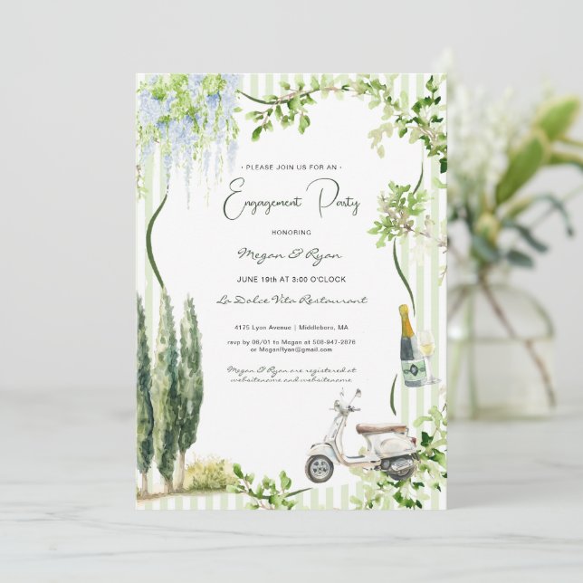 Invitación Elegante fiesta de compromiso italiana (Anverso de pie)