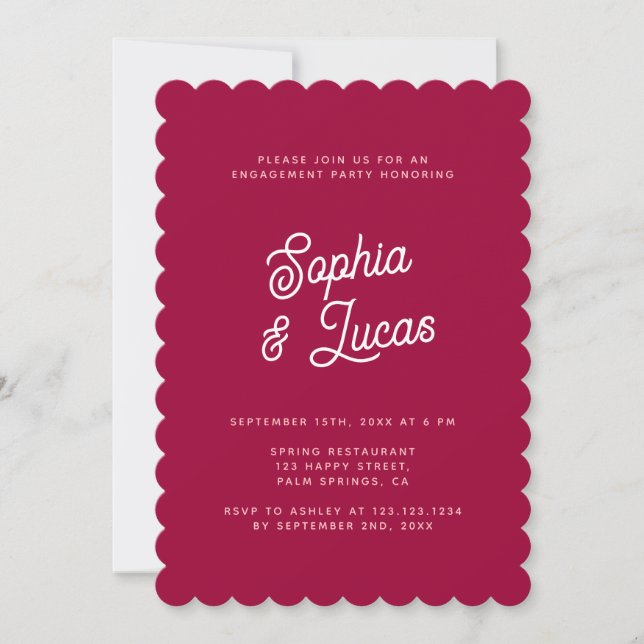 Invitación Elegante fiesta de compromiso retro elegante rosa (Anverso)