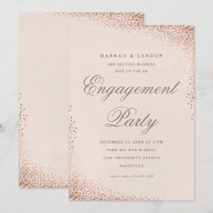 Invitación Elegante Fiesta de Compromiso Rosa Dorado con Conf
