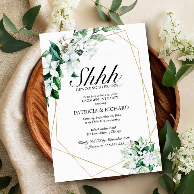 Invitación Elegante fiesta de compromiso sorpresa de la veget (Subido por el creador)