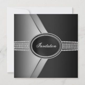 Invitación Elegante fiesta de corbata negra con diamante negr