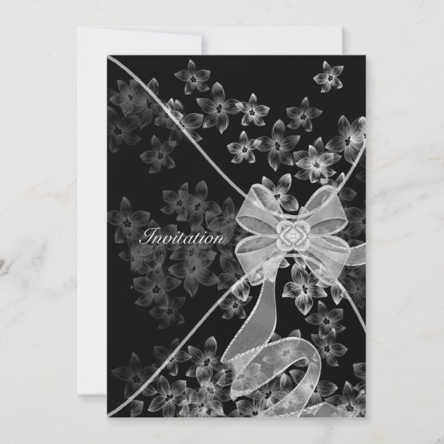 Invitación Elegante fiesta de cornejo negro y blanco (Anverso)