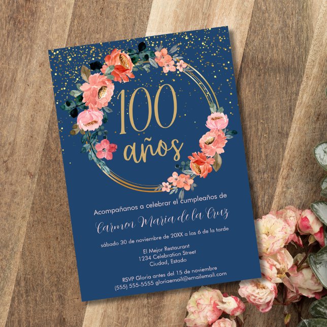 Invitación Elegante fiesta de cumpleaños 100 de la Moda españ (Subido por el creador)