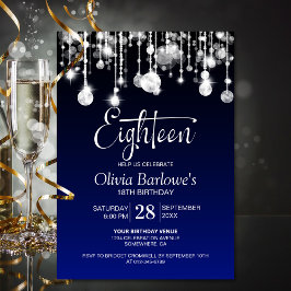 Invitación Elegante fiesta de cumpleaños 18 Blue