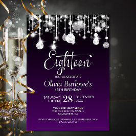 Invitación Elegante Fiesta de Cumpleaños 18 de Morado