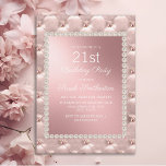 Invitación Elegante Fiesta de cumpleaños 21 color blanco rosa<br><div class="desc">Elegante y moda,  decorativa invitación a la fiesta de cumpleaños 21 en color rosa y blanco para las mujeres.</div>