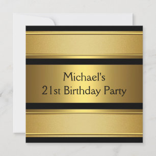 Invitación Elegante fiesta de cumpleaños 21 en negro y oro me