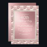Invitación Elegante Fiesta de cumpleaños 40 de Rubor Rosa Ros<br><div class="desc">Elegante y moda,  decorativa invitación a la fiesta de 40 años de color rosa/oro rosa y blanco.</div>