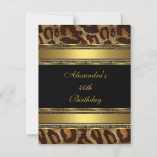 Invitación Elegante Fiesta de Cumpleaños 40 Negro Dorado Anim