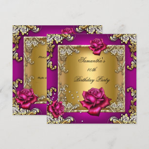 Invitación Elegante fiesta de cumpleaños 40 Pink Rose Gold