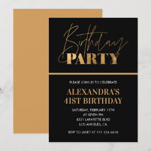 Invitación Elegante fiesta de cumpleaños 41 con guión negro y