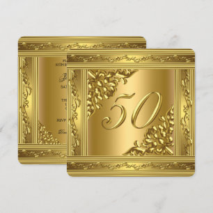 Invitación Elegante Fiesta de Cumpleaños 50 Aniversario Dorad