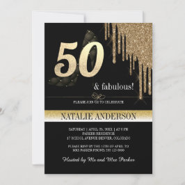 Invitación Elegante Fiesta de Cumpleaños 50 años con Brillo N