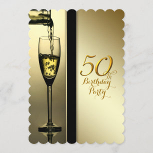 Invitación Elegante fiesta de cumpleaños 50 años con champán