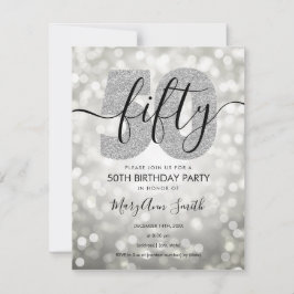 Invitación Elegante fiesta de cumpleaños 50 de plata moderna