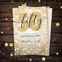 Invitación Elegante fiesta de cumpleaños 50 del oro moderno