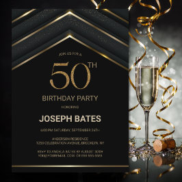 Invitación Elegante fiesta de cumpleaños 50 del oro negro