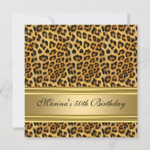 Invitación Elegante Fiesta de Cumpleaños 50 Negro Leopardo Do