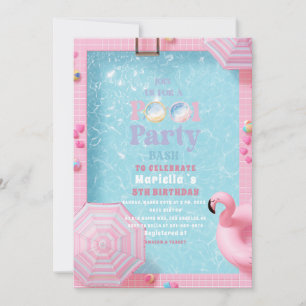 Invitación Elegante Fiesta de Cumpleaños 5 años Piscina Acuar