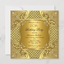 Invitación Elegante fiesta de cumpleaños 60 años oro diamante