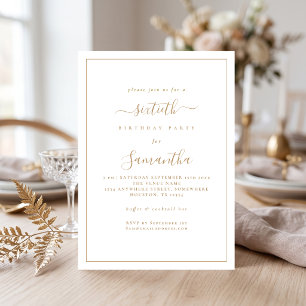 Invitación Elegante fiesta de cumpleaños 60 con borde de escr