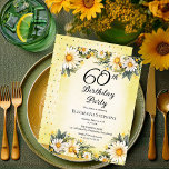 Invitación Elegante fiesta de cumpleaños 60 de Daisies Garden<br><div class="desc">Elegante jardín de flores silvestres boho "Fiesta de cumpleaños número 60" blanco,  amarillo y verde diseño floral.</div>