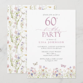 Invitación Elegante fiesta de cumpleaños 60 de Wildflower Rub