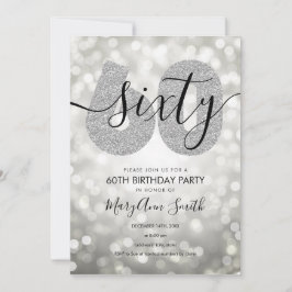 Invitación Elegante fiesta de cumpleaños 60 Plata Moderna