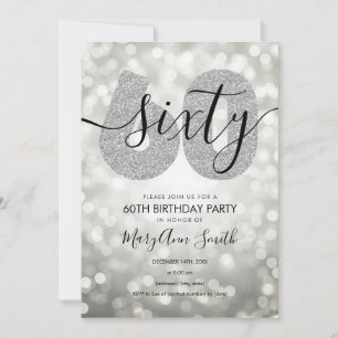 Invitación Elegante fiesta de cumpleaños 60 Plata Moderna