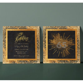 Invitación Elegante fiesta de cumpleaños 65 de Purpurina Negr